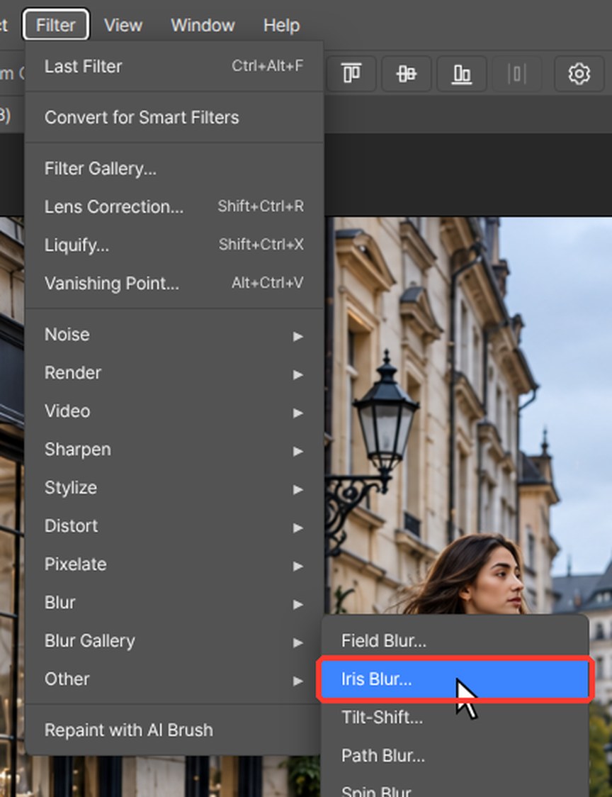 Where to click — Blur the background around her
