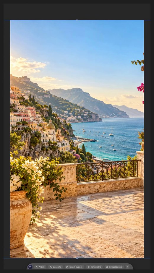 Create the document and place the background — Create a Coastal Travel Cover with Layered Photos and Type