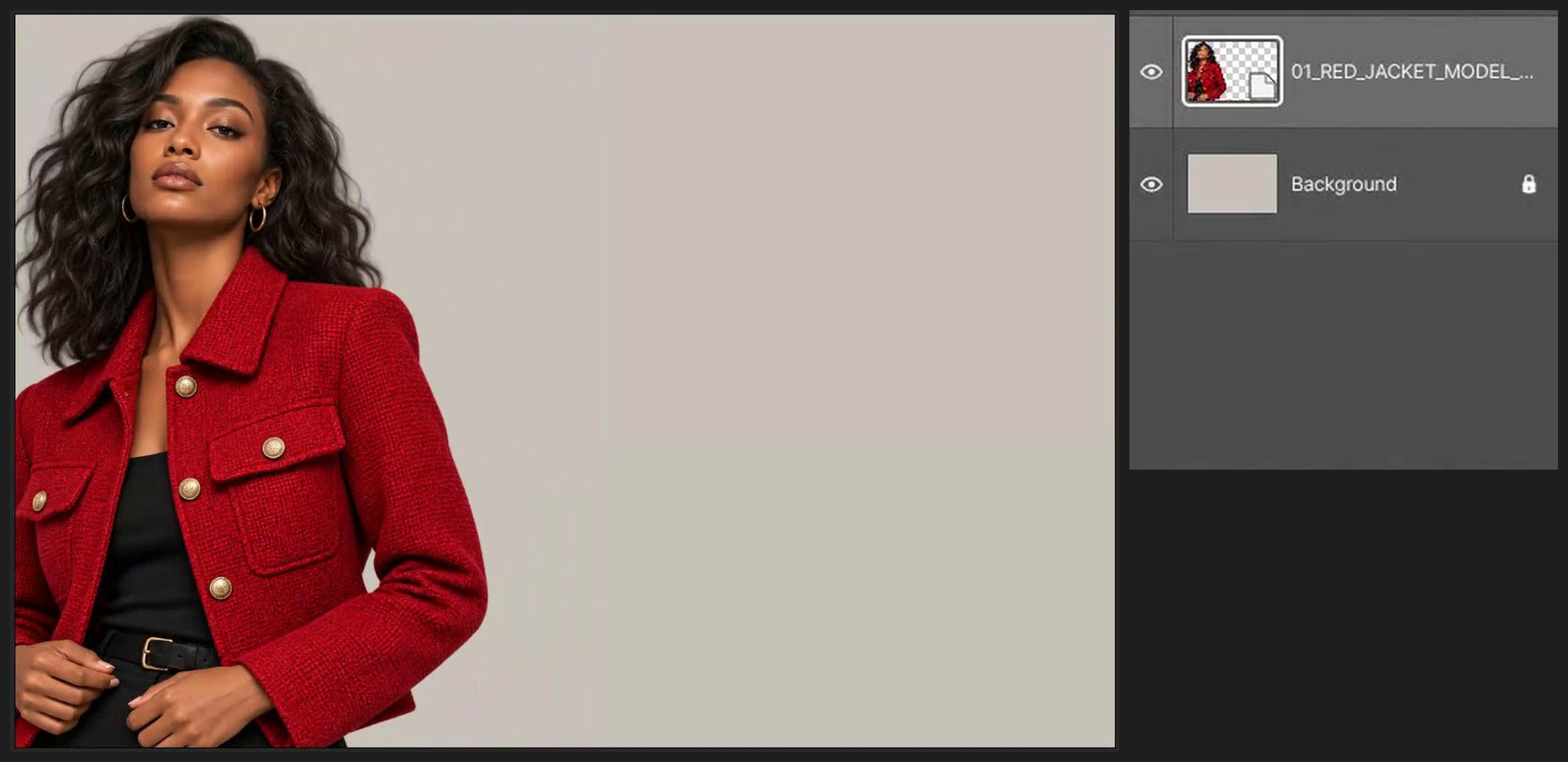 Place the model — Change a Jacket Color with Color Range and Hue/Saturation